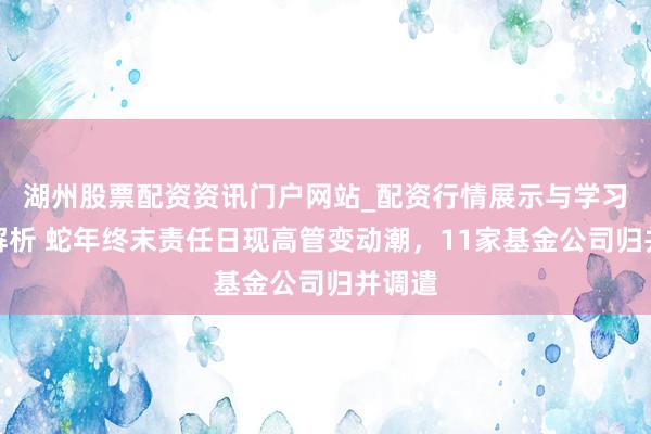 湖州股票配资资讯门户网站_配资行情展示与学习内容解析 蛇年终末责任日现高管变动潮，11家基金公司归并调遣