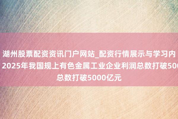 湖州股票配资资讯门户网站_配资行情展示与学习内容解析 2025年我国规上有色金属工业企业利润总数打破5000亿元